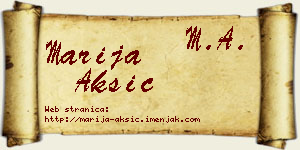 Marija Aksić vizit kartica
